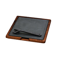 Lava Döküm Ahşap ve Döküm Demir Hot Plate Servis Tahtası 25x25 CM