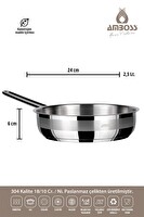 Amboss Saphire 24x06 CM Kapaksız Çelik Tek Saplı Tava SAP-4462