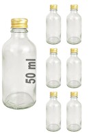 DigitHome 6’lı 50 ML Gold Metal Kapaklı Cam Zencefil Shot Şişesi Söz Nişan Hediyelik Kolonya Şişesi C1-1-149