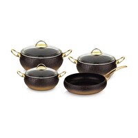 OMS Topchef 7 Parça Granit Küre Tencere Seti Gold 3023