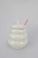 Acar Pamira Ahşap Kaşıklı Porselen Bal Kavanozu - YAM-06128