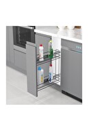 Starax Ahşap Tablalı Yandan Raylı Deterjanlık - 16 CM (FR.)-Antrasit