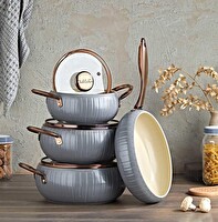 OMS Allure 12001 Pure Ceramic 7 Parça Biogranit Seramik Set Antrasit Gövde