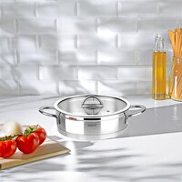 Nehir Silver Mat Trend 26 CM Sığ Kısa Çelik Tencere