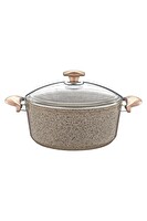 OMS 3110 - 2 Parça - Biogranit - 34x13.5 CM 11.0 L - Derin Tencere Sütlü Kahve Gövde ve Detay