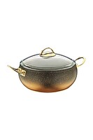 OMS Granit 28x7 CM Pilav Küre Tencere Cam Kapaklı 3341 Gold