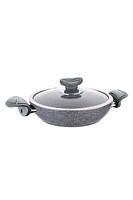OMS 3214 2 Parça Biogranit Kapaklı 20x5 CM 1.25 L Sahan-Tava - Gri Gövde Gri Detay