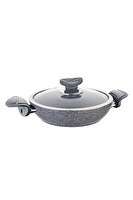 OMS 3214 2 Parça Biogranit Çerçeveli Kapaklı 18x5 CM 1 L Sahan-Tava Gri Gövde Gri Detay