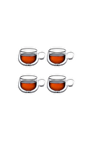 Kitchen Design Lab Yeni Tasarım Çift Cidarlı 200 ML Kulplu Cam Bardak 4 Adet 2673