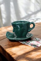 Mithra Life MIT1185 110 ML Yüz Şekilli Seramik Yeşil Fincan Takımı