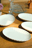 Kütahya Porselen Bone Luz Platin File Kayık Tabak 24x17 CM BNLZF24KY220 4'lü