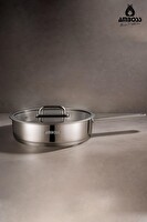 Amboss Nova Paslanmaz Çelik Cam Kapaklı Tava 22x5 CM