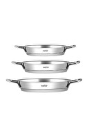 Nehir 3'lü Paslanmaz Çelik Yumurta Sahan Tava Seti 16 18 20 CM