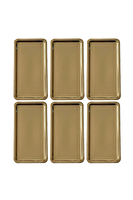 Kitchen Design Lab Paslanmaz Çelik Gold Renk Dikdörtgen Geniş Metal Düz 6 Adet Sunum Tepsisi