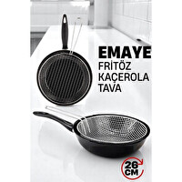 ZHL Home Fritözlü Emaye Kızartma Tavası - Kızartma Kaçerola Multi Kullanım 26 CM