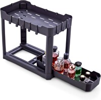 Sev Plastik 2 Katlı Sürgü Çekmeceli Tezgah Altı Organizer Siyah 40x22x33 CM