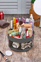Pikas 360° Dönebilen 2 Katlı Çekmeceli Mutfak Baharatlık Banyo Organizer Düzenleyici Antrasit