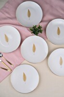 Tabak Evi Porselen Natura Fern Altın Yaldız Pasta Tabağı 20.5 CM 6'lı