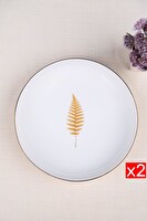 Tabak Evi Porselen Natura Fern Altın Yaldız Çukur Tabak 18.50 CM 2'li