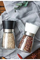 Mithra Life 2 li Set Cam Siyah Beyaz Tuz Karabiber Değirmeni Tuzluk Biberlik MIT1242