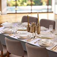 Evaliza Queen’s Gold 60 Parça 12 Kişilik Porselen Yemek Takımı