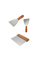 Kitchen Design Lab Paslanmaz Çelik Ahşap Saplı Hamur Pasta Börek Şekillendirici Kesici Spatula 3’lü Set