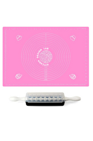 Kitchen Design Lab Silikon Hamur Açma Matı Ve Kare Mantımatik Seti 2'li Set Pembe 45x65 CM