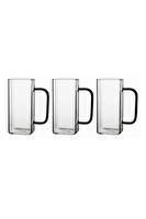 Kitchen Design Lab Kare Cam Füme Kulplu 350 ML Latte Meşrubat Su Bardağı 3 Adet