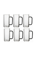 Kitchen Design Lab Kare Cam Füme Kulplu 350 ML Latte Meşrubat Su Bardağı Seti 6 Adet