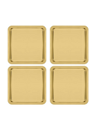 Kitchen Design Lab Paslanmaz Çelik Gold Renk 21 X 21 CM Servis Sunum Tepsisi 4 Adet