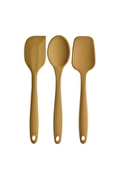 Kitchen Design Lab Büyük Boy Yanmaz Silikon Sarı Spatula Ve Kaşık Seti 3 Model