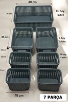 Mithra Life 7 Parça Gri Banyo Mutfak Makyaj Ofis Organizeri Düzenleyicisi MIT1182