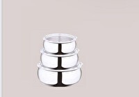 Fms 7011 Tombik 3'lü Çelik Saklama Kabı Şeffaf