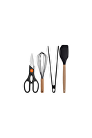 Kitchen Design Lab Siyah Silikon Kepçe Kaşık Kevgir Makarna 2 Spatula Maşa Makas Çırpıcı 9 Adet