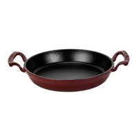 Lava Döküm Yuvarlak Sahan Döküm Demir Yekpare Çift Kulplu Çap 24 CM - Bordo