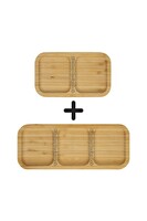 Kitchen Design Lab Bambu 2-3 Bölmeli Sunum Servis Tabağı - 2 Adet