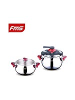 Fms Venüs İkiz 5 + 7 Litre Güveç Düdüklü Tencere Seti - Cam Kapak Kırmızı 3029