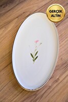 Tabak Evi Porselen Natura Çuha Altın Yaldızlı Dik Yanaklı Kayık 32.50x17x2.50 CM Tekli