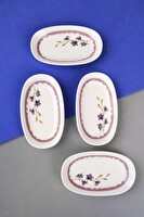 Tabak Evi Porselen Morden Oval Kayık Tabak 15x8.5x2 CM 4 Parça