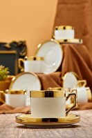 Cooker CKR3523 Gold Yaldızlı 6 Kişilik 220 ML Porselen Çay ve Kahve Fincan Takımı
