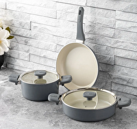 Jumbo Swiss Crystal Grey 5 Parça İndüksiyon Tabanlı Tencere Seti