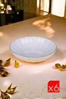 Kütahya Porselen Bone Luz Altın Yaldzlı Bowl Kase 25x6 CM 2000 ML 6'lı BNLZF25KS00