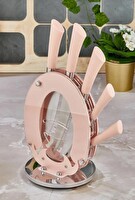 Cooker CKR1373 Bloklu 6 Parça Çelik Bıçak Seti - Rose