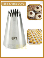 Jet's Home 8FT Büyük Boy Yıldız Krema Duyu Cupcake, Kurabiye ve Hamur Şekillendirici Paslanmaz Çelik Süsleme Uç
