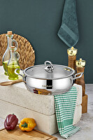 Cooker Lara 24 CM İndüksiyon Uyumlu Paslanmaz Çelik Basık Tencere CKR460
