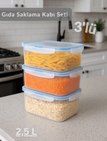 Jet's Home 3'lü Vakumlu Saklama Kabı Seti Hava Almaz BPA Free Kilitlenebilir Gıda Erzak Kabı 1.9 L