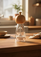 Jet's Home Doğal Ahşap Başlıklı Modern 17 CM Şeffaf Akrilik Baharat Öğütücü
