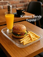 Jet's Home Sunum Tepsisi Kırılmaz Çay Tepsisi BPA Free Servis Tepsisi Şeffaf 30x44 CM