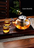 Jet's Home Borasilikat Demlik Çelik Süzgeçli Çay Demliği Isıya Dayanıklı Bitki Çayı Demlik 1000 ML