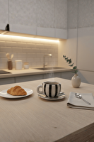 Mithra Life Siyah Çizgili 400 ml El Yapımı Seramik Çay Kahve Kupa Takımı MIT1325